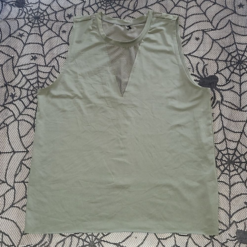 Olive Green Onzie V Neck Design Stretchy Tank Top Size OSFA